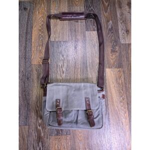ONA The Brixton Waxed Canvas Messenger Camera Bag Smoke Gray Leather Trim